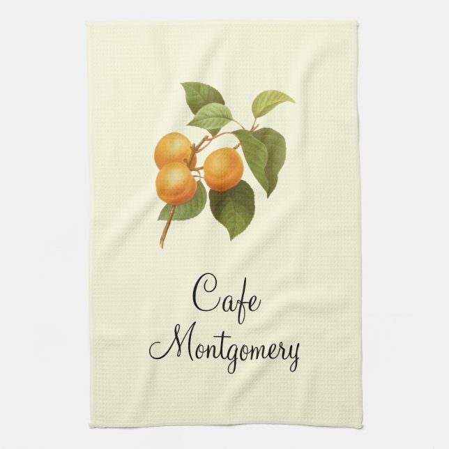 Vintage Orange Apricots Aquarell Zeichnend Geschirrtuch (Vertikal)