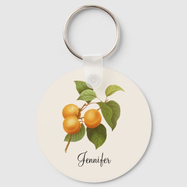 Vintage Orange Apricots Aquarell Zeichnend Schlüsselanhänger (Vorderseite)