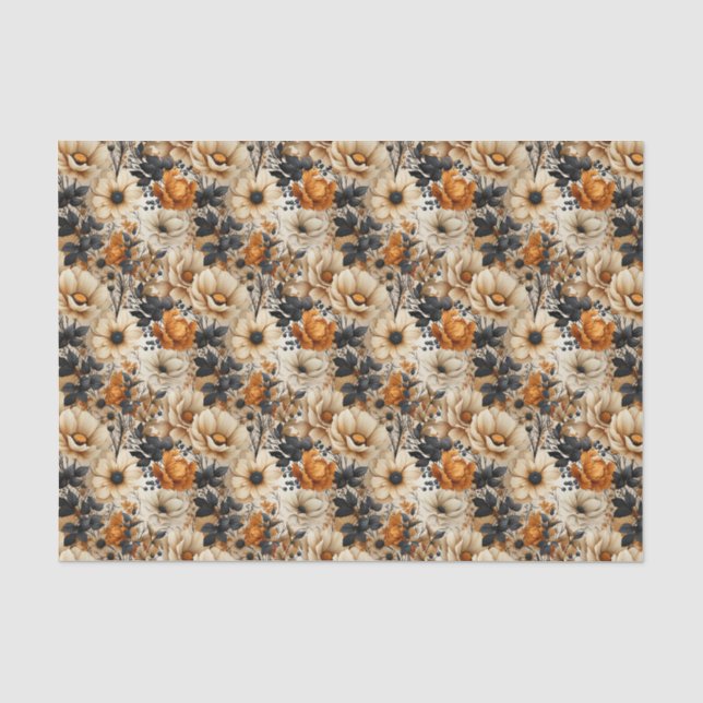 Vintage Orange Fall Blume Seidenpapier (Vorderseite)