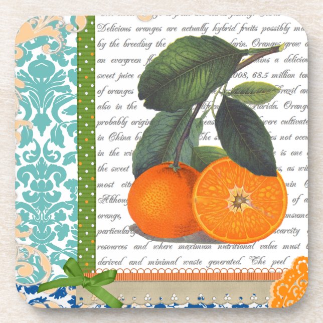Vintage orange Frucht-Untersetzer Floridas Getränkeuntersetzer (Vorderseite)