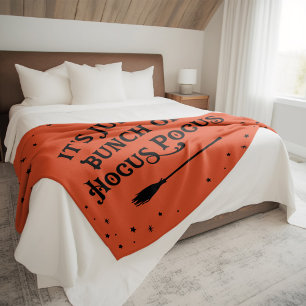 Vintage Orange Hokuspokus Hexenbesen Halloween Fleecedecke