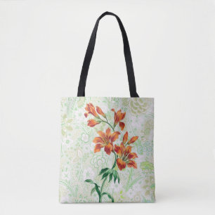 Vintage Orange Lily Blume Totbeutel Tasche