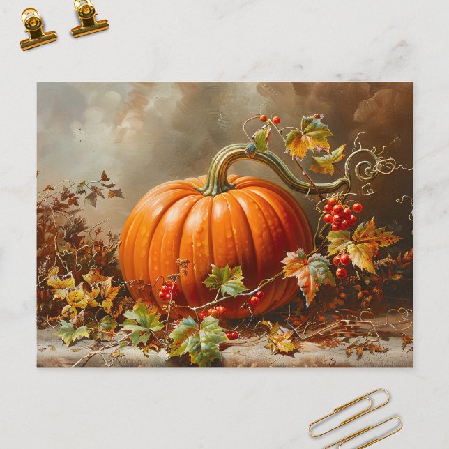 Vintage Orange Pumpkin Malerei Postkarte (Von Creator hochgeladen)