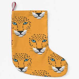 vintage orange seamless pattern with leopard heads kleiner weihnachtsstrumpf