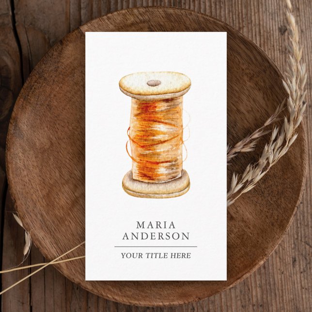 Vintage Orange Thread Spool Schneider aus Holz Visitenkarte (Von Creator hochgeladen)