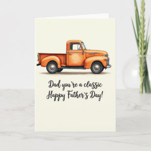 Vintage Orange Truck Papa Karte