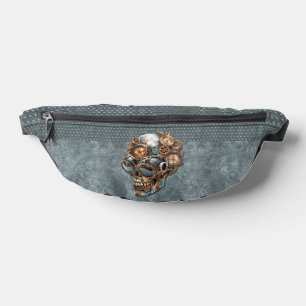Vintage Orange und Tealgrauer Steampunk-Totenkopf Bauchtasche