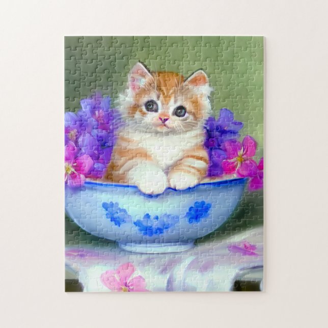 Vintage Orange- und White Kitten-Illustration (Vertikal)