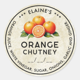 Vintage orangefarbene Chutroneninhaltsstoffe Runder Aufkleber