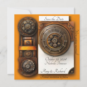 Vintage Orangefarbene Save the Date-Karte Save The Date