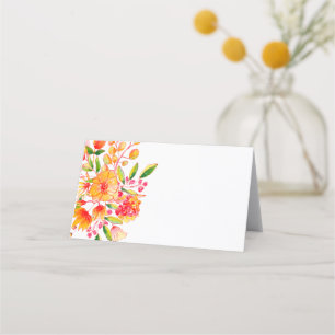Vintage-Orangen-Aquarell-Blumen leer Platzkarte