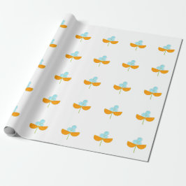 Vintage Orangen- und Himmelblau-Blumen Geschenkpapier