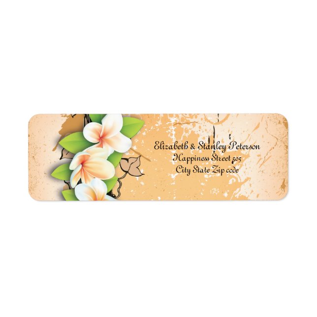 Vintage Orangenplumeria, Efeu-Hochzeitslabel (Vorne)