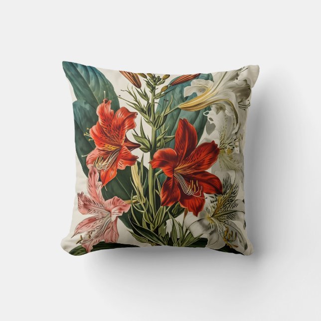 Vintage Orchid-Blume Kissen (Vorderseite)