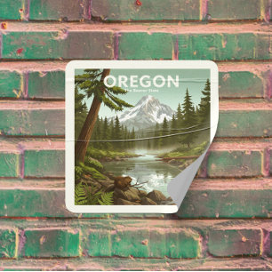 Vintage Oregon Quadratischer Aufkleber