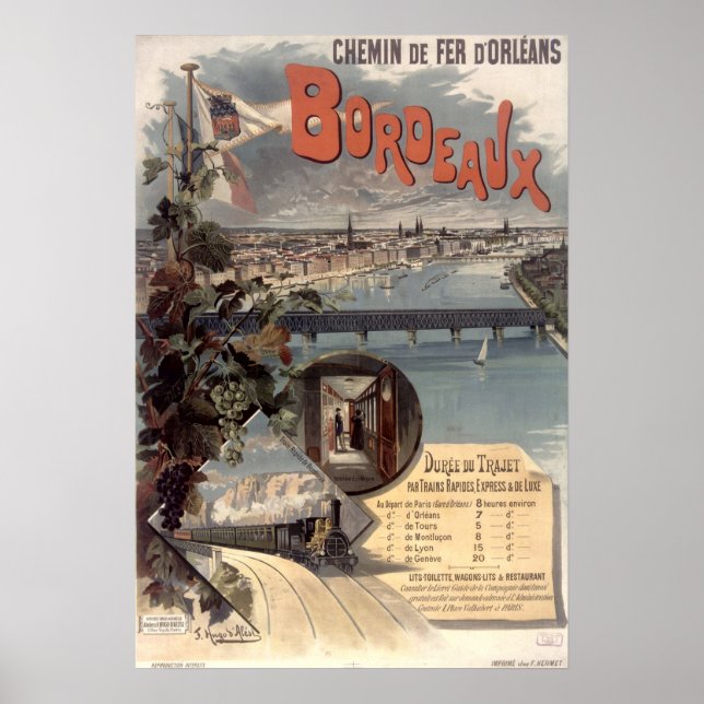 Vintage Orleans Bahn Paris-Bordeaux Poster (Vorne)