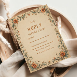 Vintage-Ornamentale Floraleleganz RSVP Karte