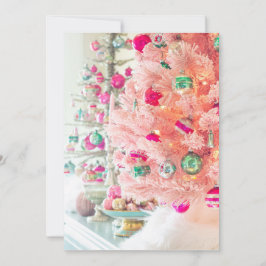 Vintage Ornamente auf Pink Christmas Tree Flat Car Einladung
