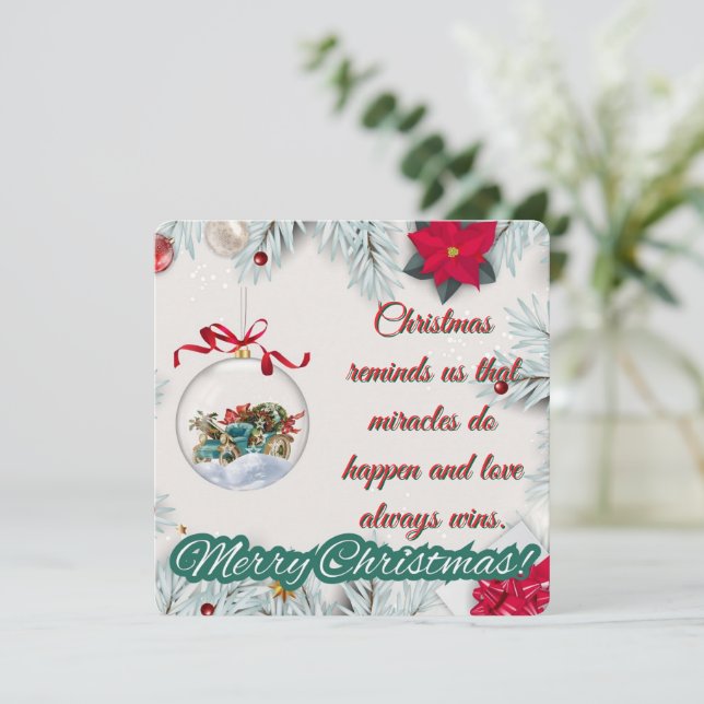 Vintage Ornamente und Poinsettia Weihnachten (Stehend Vorderseite)