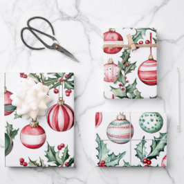 Vintage Ornamente Weihnachten Geschenkpapier Set