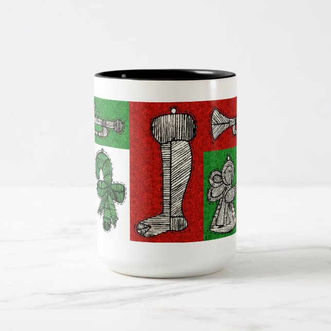 Vintage Ornamente Zweifarbige Tasse (Mittel)