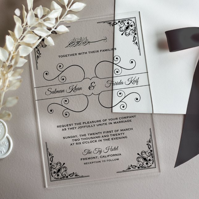 Vintage Ornate Islamic Muslim Wedding Acryleinladungen (Von Creator hochgeladen)