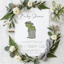 Vintage Oscar le Grouch Baby shower Invitation