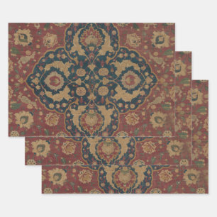 Vintage Ostasian Red Pattern Geschenkpapier Set
