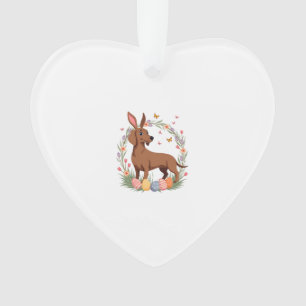 Vintage-Oster-Dachshund-Hase-Hund mit floralem Ei Ornament