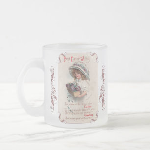 Vintage Oster Mädchen in Haube Frosted Tasse
