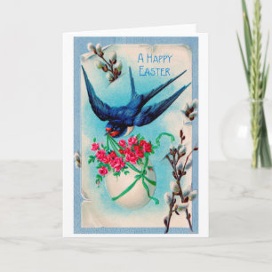 Vintage-Oster-Schwalbenei-Blume Karte