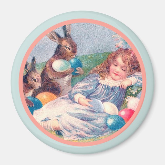 Vintage Osterbände und Schlafmädchenmagnet Magnet (Vorne)
