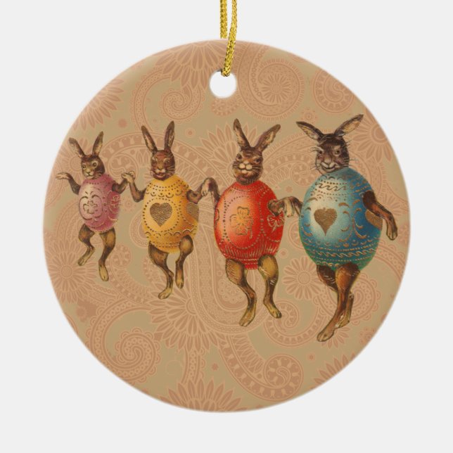 Vintage Osterbrunnes tanzen mit Ei Kostümen Keramikornament (Vorne)