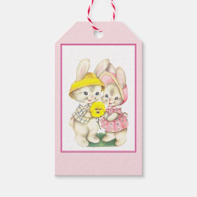 Vintage OsterBunnies Geschenkanhänger (Vorderseite)