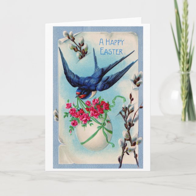 Vintage Ostereier-Blume Karte (Vorderseite)
