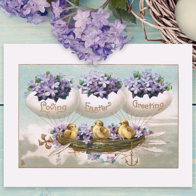 Vintage Ostereier fliegen und vergesst mir Nots Postkarte (Von Creator hochgeladen)