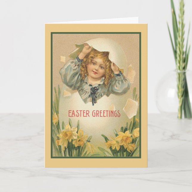 Vintage Ostereier Grußkarte Feiertagskarte (Vorderseite)