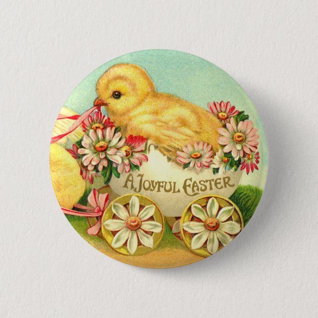 Vintage Ostereier Kichtentransporte Blume Button (Vorderseite)