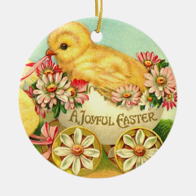 Vintage Ostereier Kichtentransporte Blume Keramik Ornament (Vorne)