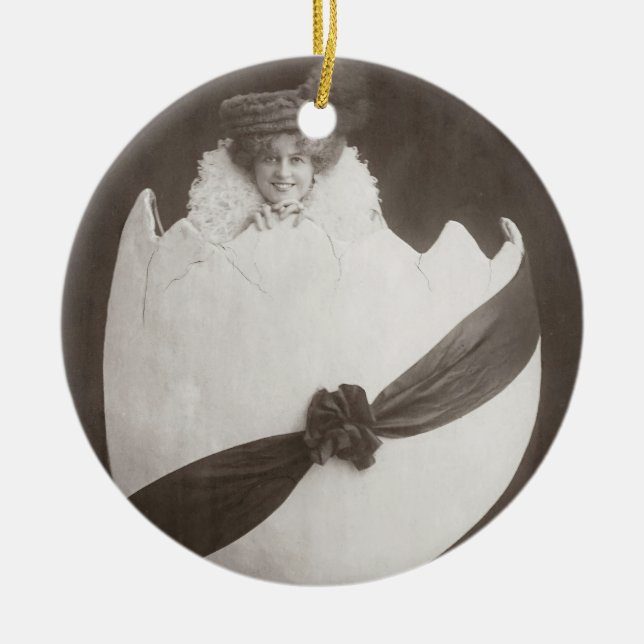 Vintage Ostereierdame Keramik Ornament (Vorne)