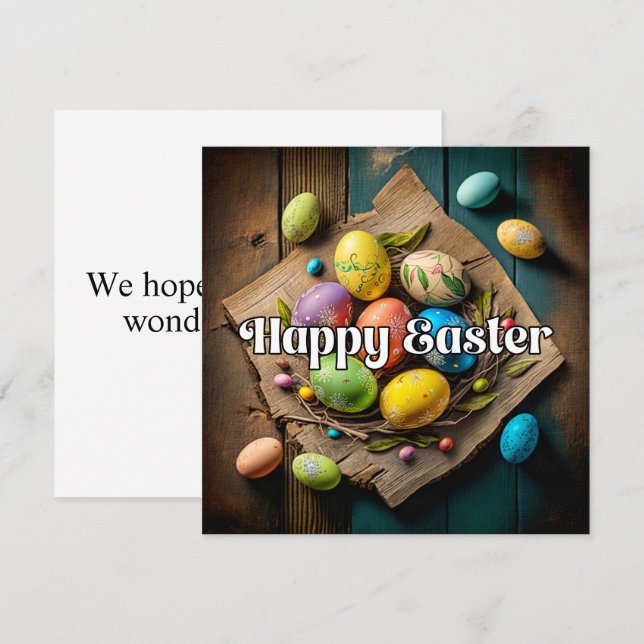 Vintage Ostereierkollage Karte (Vorne/Hinten)