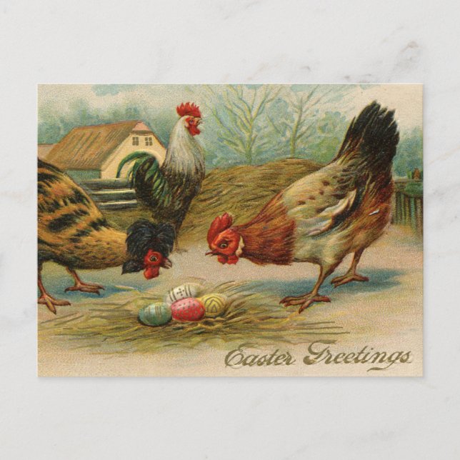 Vintage Ostergärten Feiertagspostkarte (Vorderseite)