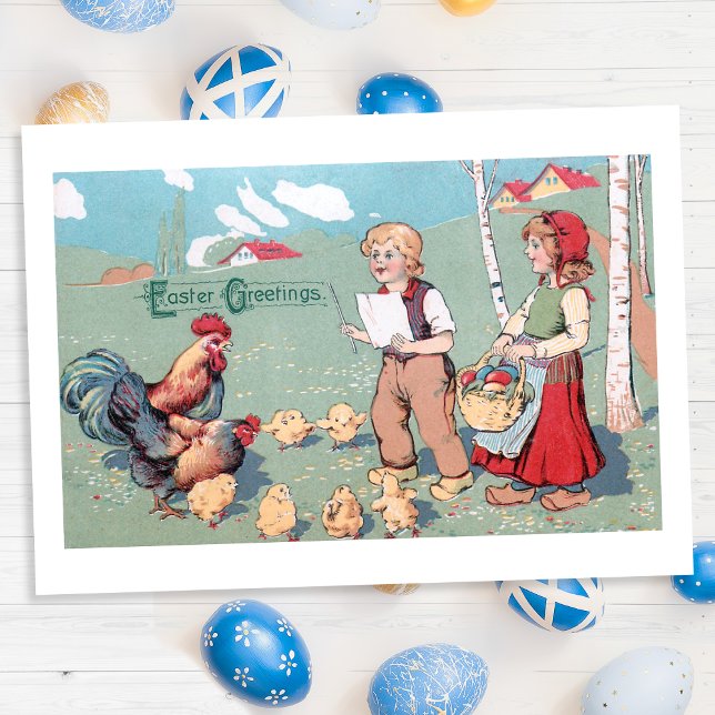 Vintage Ostergeflügel Feiertagskarte (Von Creator hochgeladen)