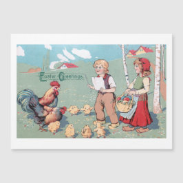 Vintage Ostergeflügel Magnetkarte