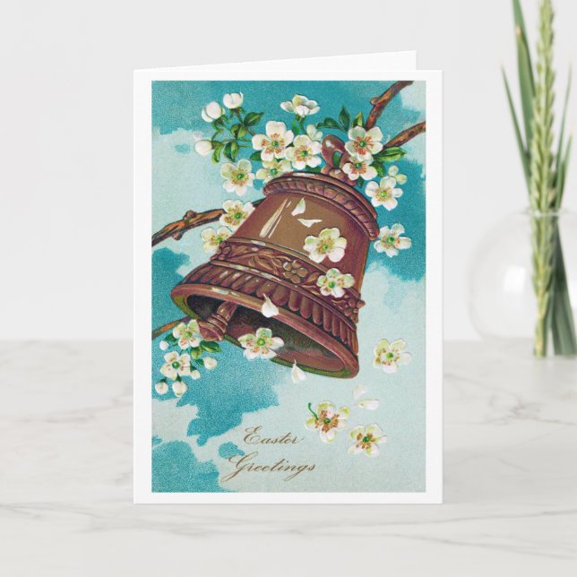 Vintage Osterglocke und Kirschblüten Karte (Vorderseite)