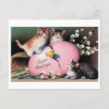Vintage "Ostergruß" Katzen & Kick Postkarte