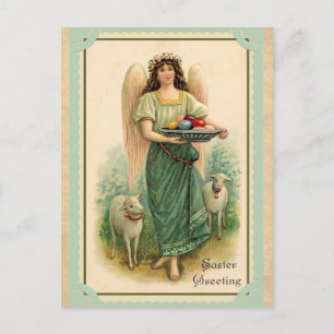 Vintage Ostergrussen Angel Schafeier Postkarte