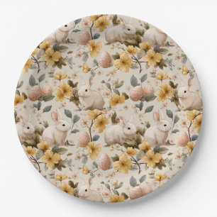 Vintage-Osterhase-Blumen (8) Pappteller