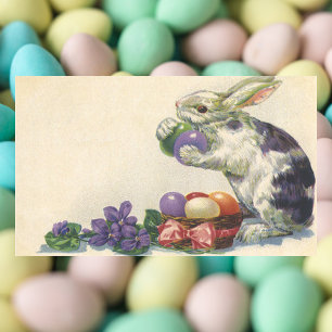 Vintage-Osterhase im viktorianischen Stil, Blumen  Rechteckiger Aufkleber