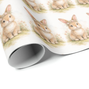 Vintage-Osterhase-Kaninchen-Ei-Aquarell Geschenkpapier